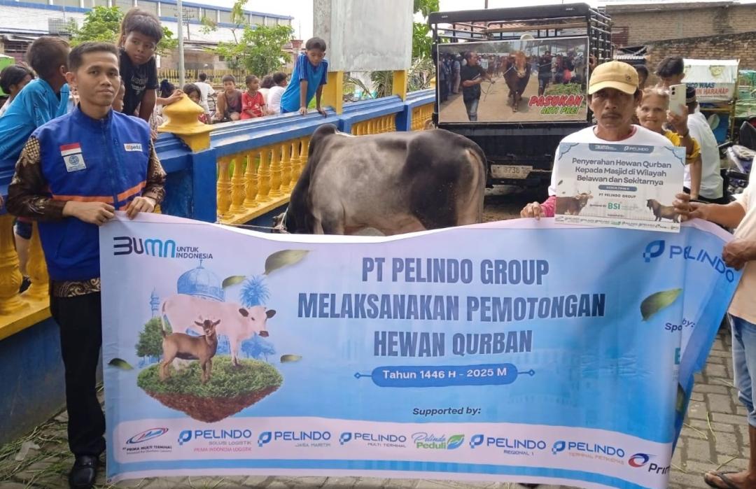 DT Peduli Sumut Bersama Pelindo Salurkan 28 Ekor Sapi Qurban ke Masjid di Belawan 