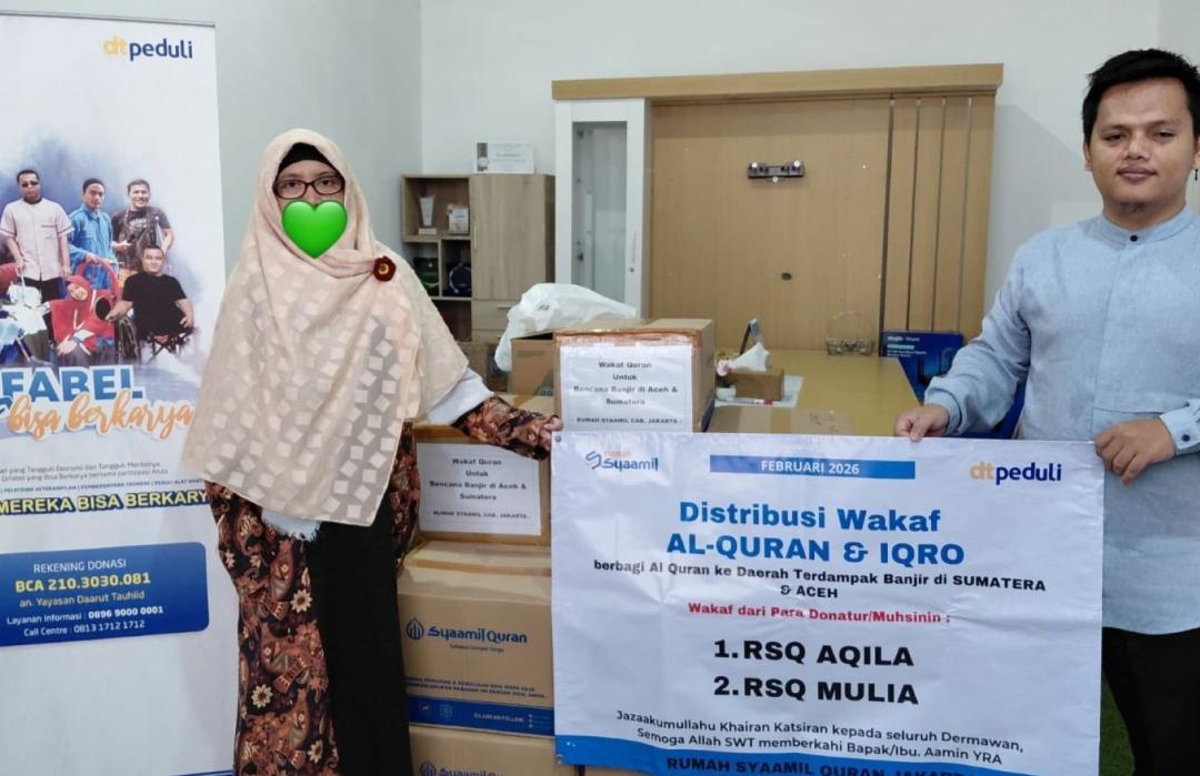 Bantu Fase Pemulihan Sumatera, Syaamil Quran dan DT Peduli Jakarta Salurkan Wakaf Mushaf Al-Qur'an 