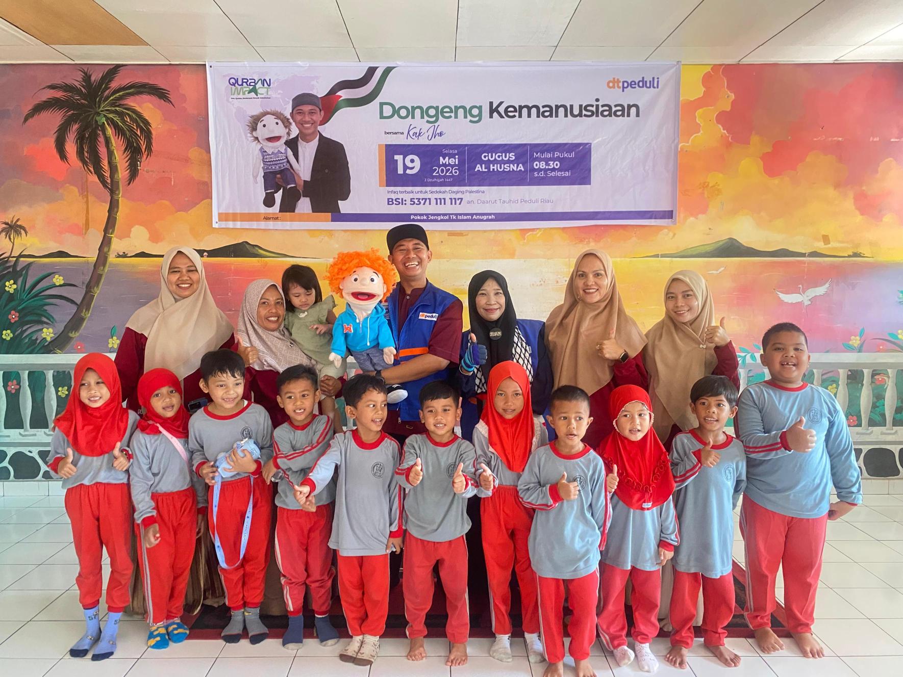 Dongeng Kemanusiaan Hadir di TK Gugus Alhusna, DT Peduli Riau Tanamkan Semangat Berbagi untuk Palestina