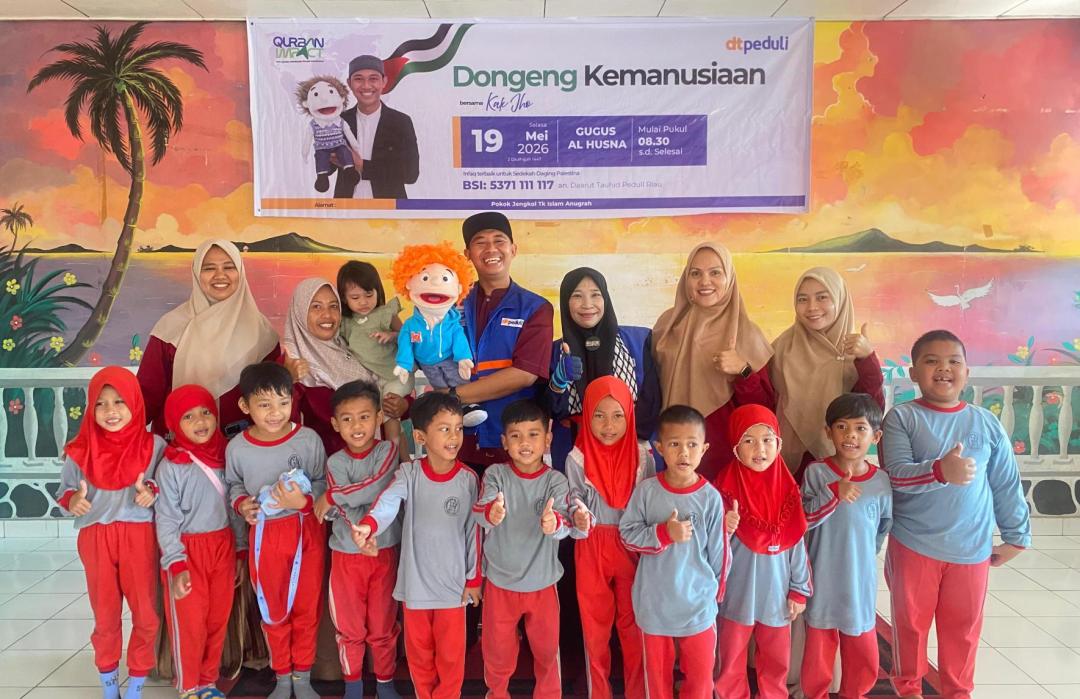Dongeng Kemanusiaan Hadir di TK Gugus Alhusna, DT Peduli Riau Tanamkan Semangat Berbagi untuk Palestina
