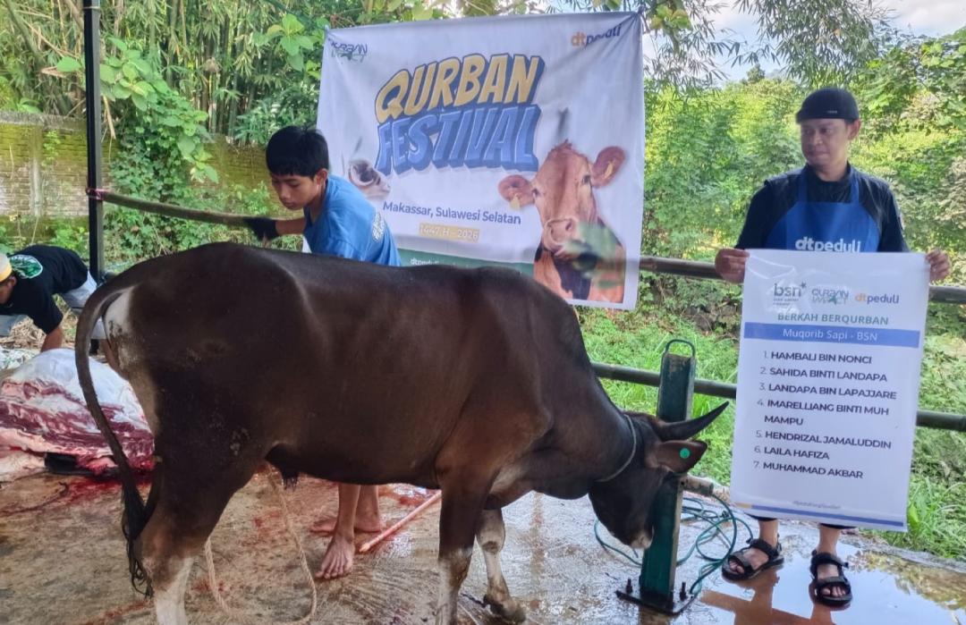 Sinergi Kebaikan, Bank Syariah Nasional KC Makassar Salurkan Qurban Melalui DT Peduli Sulsel 